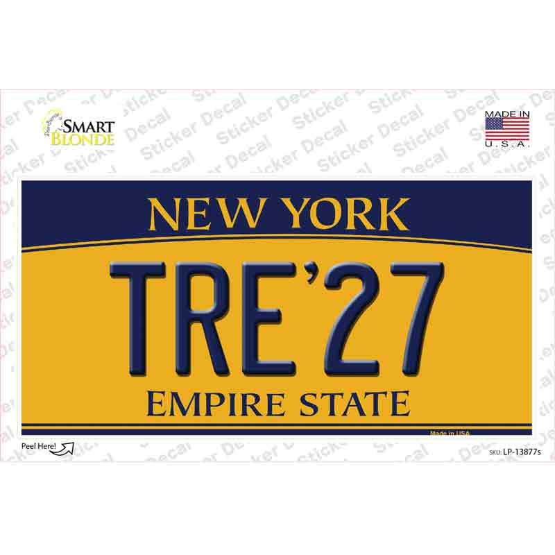 LP-13877s-M Tre 27   York Yellow Novelty Sticker Decal, Medium
