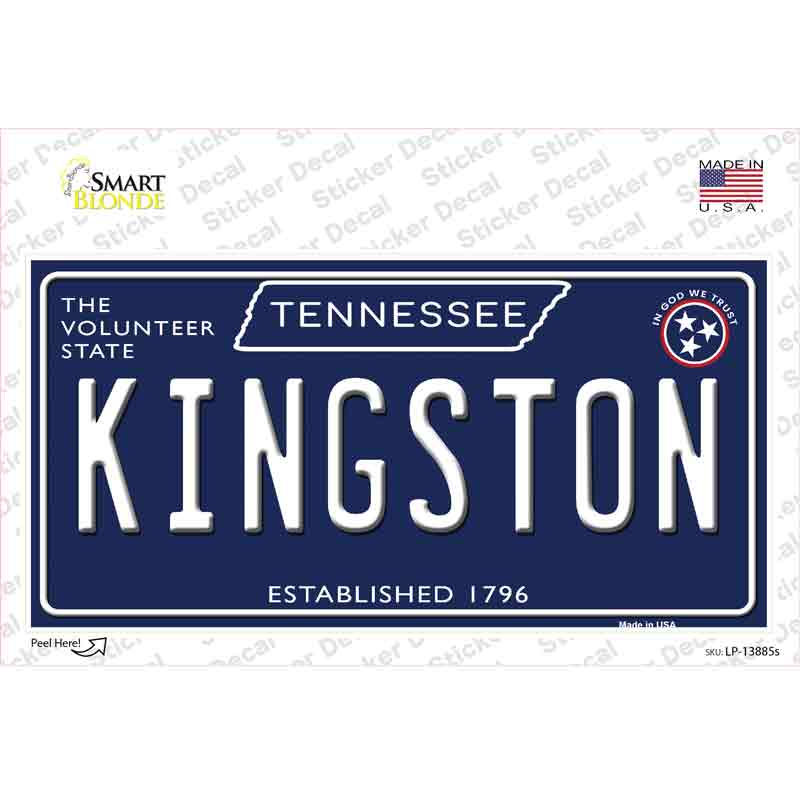 LP-13885s-M Kingston Tennessee Blue Novelty Sticker Decal, Medium