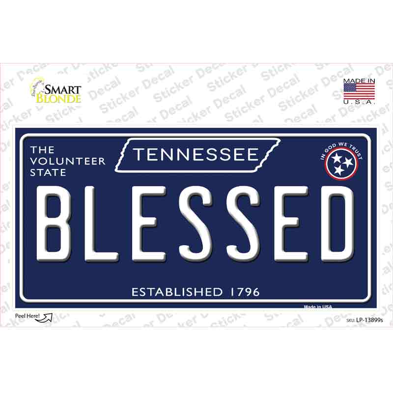 LP-13899s-M Blessed Tennessee Blue Novelty Sticker Decal, Medium
