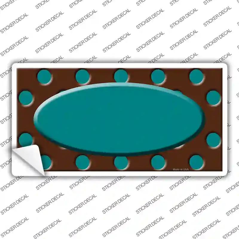LP-1392s-S Teal Brown Polka Dot Center Oval Novelty Sticker Decal, Small