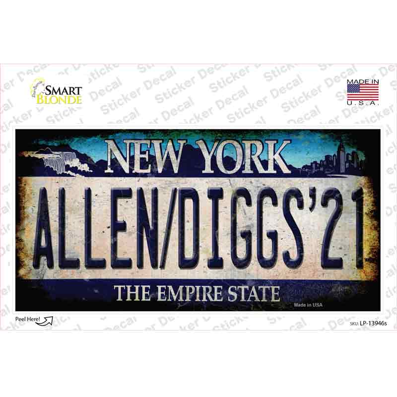 LP-13946s-M Allen Diggs 21 NY Blue Novelty Sticker Decal, Medium
