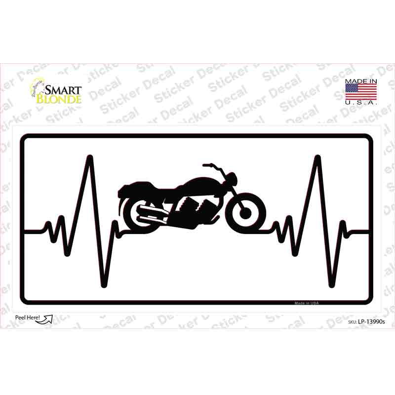 LP-13990s-M Motorcycle Heart Beat Novelty Sticker Decal, Medium