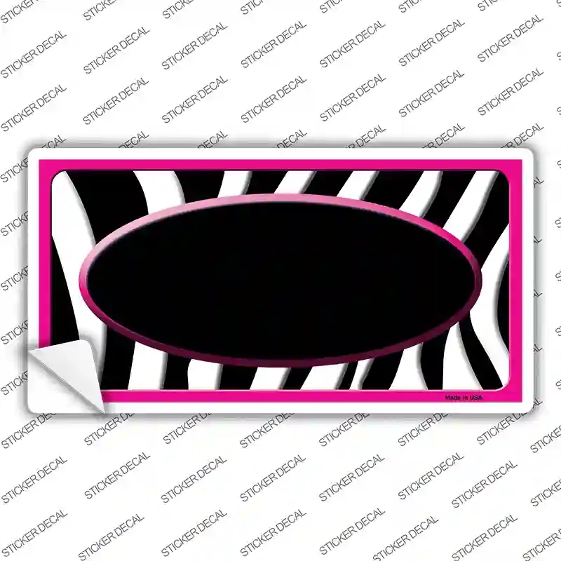 LP-1461s-S Black White Pink Zebra Center Oval Novelty Sticker Decal, Small