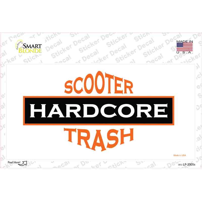 LP-2005s-M Hardcore Scooter Trash White Novelty Sticker Decal, Medium