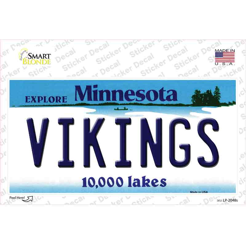 LP-2048s-M Vikings Minnesota State Novelty Sticker Decal, Medium