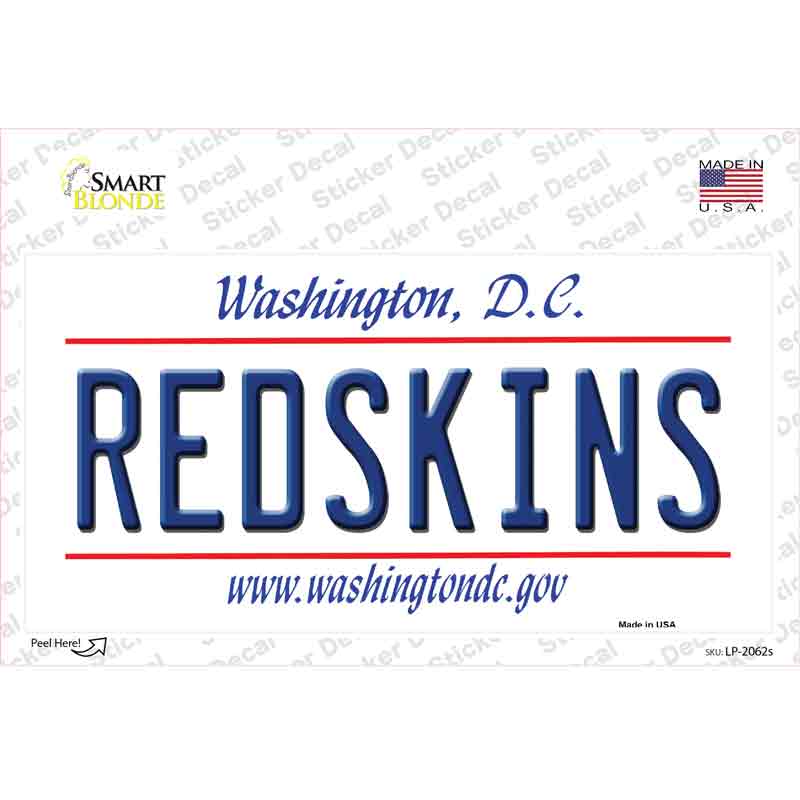 LP-2062s-M Redskins Washington State Novelty Sticker Decal, Medium