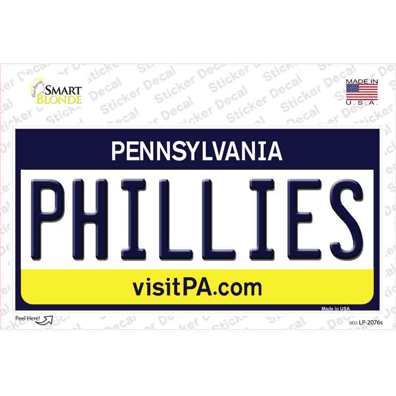 LP-2076s-M Phillies Pennsylvania State Novelty Sticker Decal, Medium