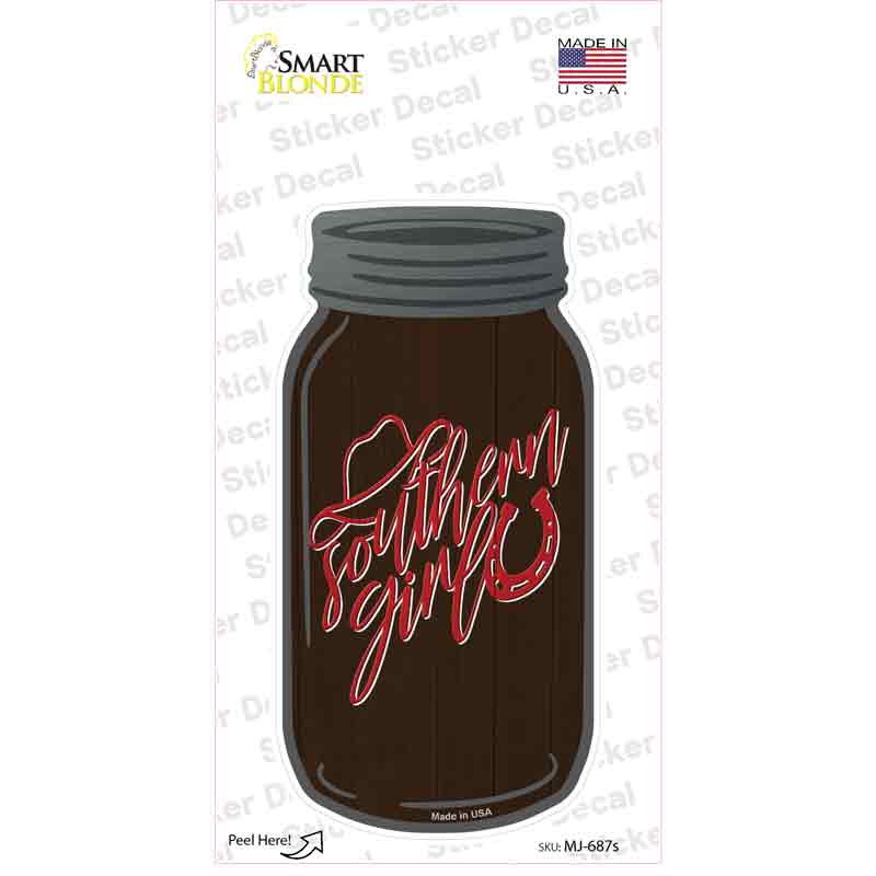 MJ-687s-M Southern Girl Novelty Mason Jar Sticker Decal, Medium