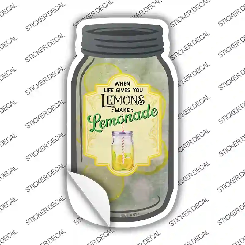 MJ-831s-S Lemons Make Lemonade Glass Novelty Mason Jar Sticker Decal, Small