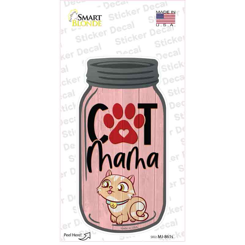 MJ-861s-M Cat Mama Light Pink Novelty Mason Jar Sticker Decal, Medium