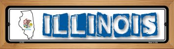 SMART BLONDE Illinois State Outline Novelty Wood Mounted Metal Small Street Sign WB-K-312