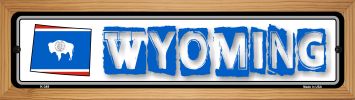 SMART BLONDE Wyoming State Outline Novelty Wood Mounted Metal Small Street Sign WB-K-349