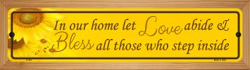 SMART BLONDE Love Abide and Bless All Novelty Wood Mounted Metal Small Street Sign WB-K-381