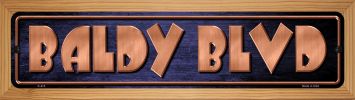 SMART BLONDE Baldy BLVD Novelty Wood Mounted Metal Small Street Sign WB-K-415