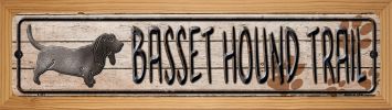 SMART BLONDE Basset Hound Trail Novelty Wood Mounted Metal Small Street Sign WB-K-453