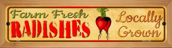 SMART BLONDE Farm Fresh Radishes Novelty Wood Mounted Metal Small Street Sign WB-K-671