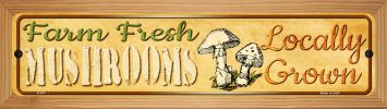 SMART BLONDE Farm Fresh Mushrooms Novelty Wood Mounted Metal Small Street Sign WB-K-677