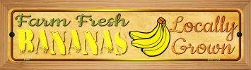 SMART BLONDE Farm Fresh Bananas Novelty Wood Mounted Metal Small Street Sign WB-K-696