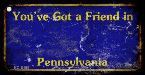 KC-8199 1.5 x 3 in. Pennsylvania Blue Rusty Blank Background Key Chain