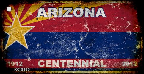 KC-8190 1.5 x 3 in. Arizona Centennial Rusty Blank Background Key Chain