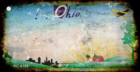 KC-8193 1.5 x 3 in. Ohio Rusty Blank Background Key Chain