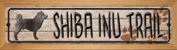 SMART BLONDE Shiba Inu Trail Novelty Wood Mounted Metal Small Street Sign WB-K-086
