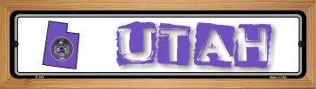 SMART BLONDE Utah State Outline Novelty Wood Mounted Metal Small Street Sign WB-K-343