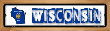 SMART BLONDE Wisconsin State Outline Novelty Wood Mounted Metal Small Street Sign WB-K-348