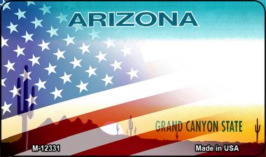 Arizona with American Flag Novelty Metal Magnet M-12331