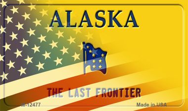 Alaska with American Flag Novelty Metal Magnet M-12477