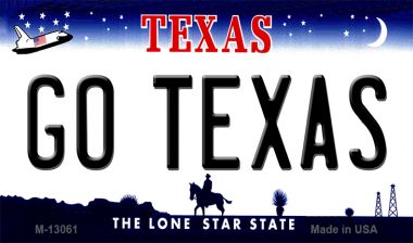 M-13061 3.5 x 2 in. Go Texas Novelty Metal Magnet