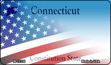 Connecticut with American Flag Novelty Metal Magnet M-12336