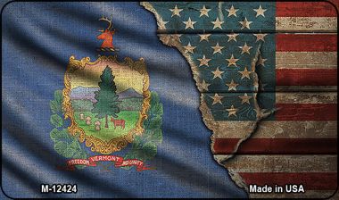 Vermont/American Flag Novelty Metal Magnet M-12424