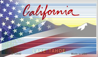 California with American Flag Novelty Metal Magnet M-12440