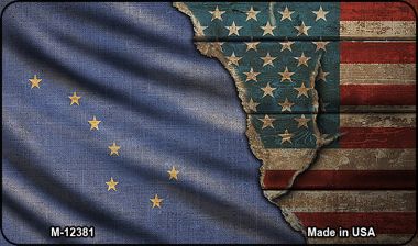 Alaska/American Flag Novelty Metal Magnet M-12381