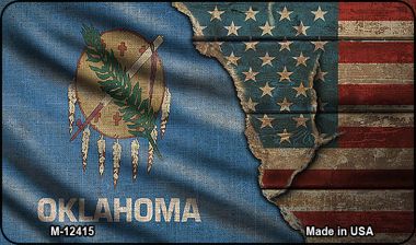 Oklahoma/American Flag Novelty Metal Magnet M-12415