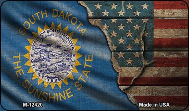 South Dakota/American Flag Novelty Metal Magnet M-12420