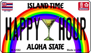 M-12582 3.5 x 2 in. Happy Hour Novelty Metal Magnet