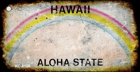 KC-8128 1.5 x 3 in. Hawaii Rusty Blank Background Key Chain