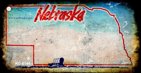 KC-8144 1.5 x 3 in. Nebraska Rusty Blank Background Key Chain