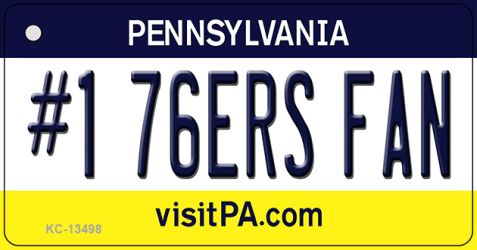 KC-13498 1.5 x 3 in. Number 1 76ers Fan Novelty Metal Key Chain