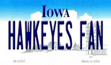 M-12767 3.5 x 2 in. Hawkeyes Fan Novelty Metal Magnet