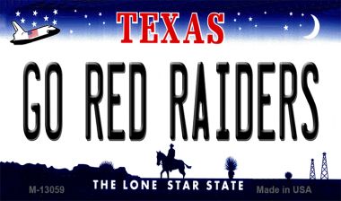 M-13059 3.5 x 2 in. Go Red Raiders Novelty Metal Magnet
