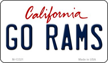M-13321 3.5 x 2 in. Go Rams Novelty Metal Magnet