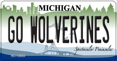 KC-12833 1.5 x 3 in. Go Wolverines Novelty Metal Key Chain