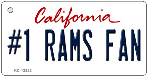 KC-13322 1.5 x 3 in. Number 1 Rams Fan Novelty Metal Key Chain