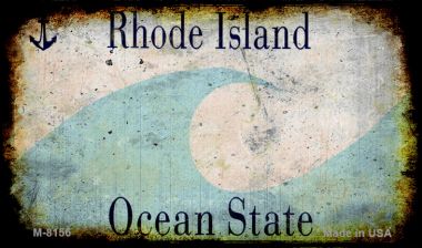 M-8156 3.5 x 2 in. Rhode Island Rusty Blank Background Novelty Magnet