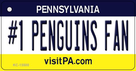 KC-13500 1.5 x 3 in. Number 1 Penguins Fan Novelty Metal Key Chain