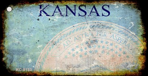 KC-8133 1.5 x 3 in. Kansas Rusty Blank Background Key Chain
