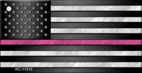 KC-11312 1.5 x 3 in. Thin Pink Line Novelty Metal Key Chain